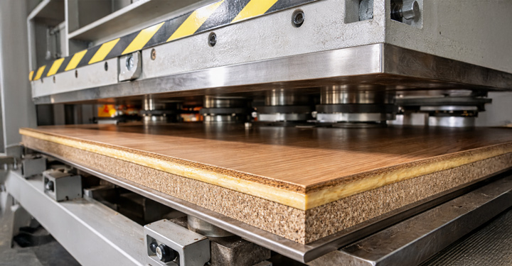 Lavorare in sicurezza con la pressa a piastre per impiallacciatura